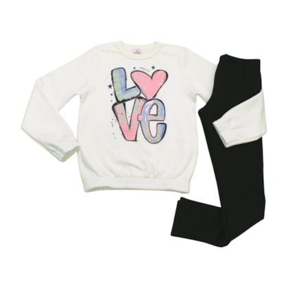 Conjunto Longo Feminino Blusão Estampa Love e Legging 56044 - Brandili 