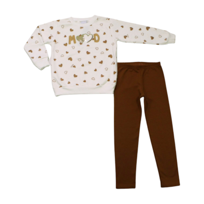 Conjunto Longo Feminino Blusão Moletom Corações e Legging 11683 - Kaiani 
