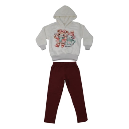 Conjunto Longo Feminino Blusão Pelúcia Urso e Legging 1429 - Bicho Bagunça