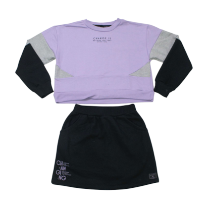Conjunto longo Feminino Charge com Saia 2574 - Itgirl 