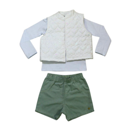 Conjunto Longo Feminino Colete, Blusa e Shorts 3 Peças 11788 - Tiny Joy 