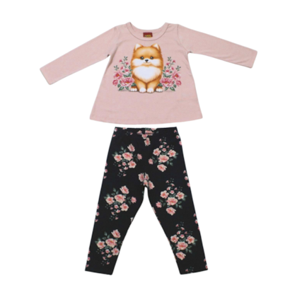 Conjunto Longo Feminino Estampa Flores 1000754 - Kyly 