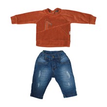 Conjunto Longo Masculino Blusa Plush e Calça Jeans 90232 - Miniclô 