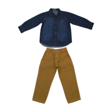 Conjunto Longo masculino Camisa Jeans e Calça Sarja 2906 - Junior Club 