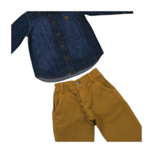 Conjunto Longo masculino Camisa Jeans e Calça Sarja 2906 - Junior Club 