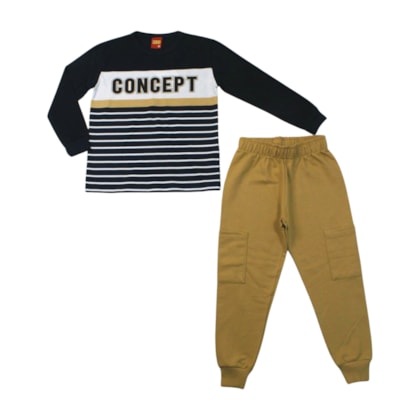 Conjunto Longo Masculino Camiseta Estampa Concept e Calça Moletom 1001620 - Kyly
