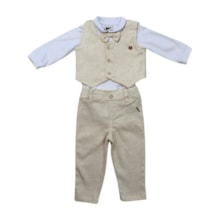 Conjunto Longo Masculino Colete,Colan e Calça 3 Peças 22100039 - Aconchego do Bebê