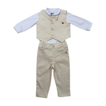 Conjunto Longo Masculino Colete,Colan e Calça 3 Peças 22100039 - Aconchego do Bebê