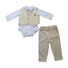 Conjunto Longo Masculino Colete,Colan e Calça 3 Peças 22100039 - Aconchego do Bebê