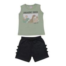 Conjunto Maculino Regata Estampada Jurassic e Bermuda Moletinho 27549 - Brandili