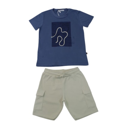 Conjunto Mascuino Camiseta Estampada e Bermuda Moletinho 102790 - Trick Nick