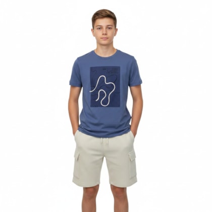 Conjunto Mascuino Camiseta Estampada e Bermuda Moletinho 102790 - Trick Nick