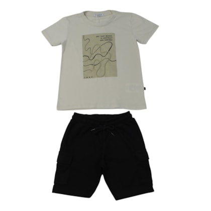 Conjunto Mascuino Camiseta Estampada e Bermuda Moletinho 102790 - Trick Nick