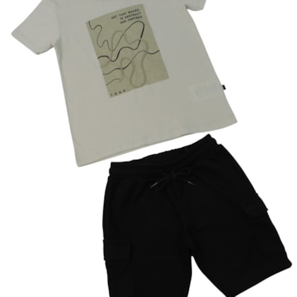 Conjunto Mascuino Camiseta Estampada e Bermuda Moletinho 102790 - Trick Nick