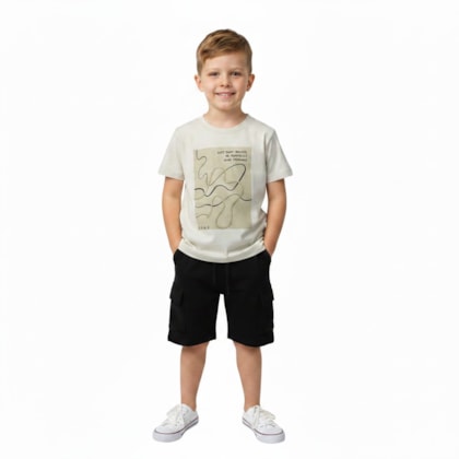 Conjunto Mascuino Camiseta Estampada e Bermuda Moletinho 102790 - Trick Nick