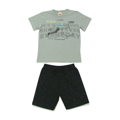 Conjunto Masculina Camiseta Estampa Skate e Bermuda Moletinho 8961 - Livy 