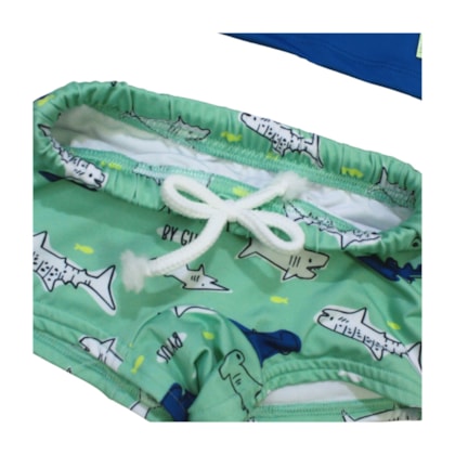 Conjunto Masculino Blusa Manga Longa e Sunga Boxer Estampada Tubarão 8208 - By Gus 