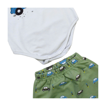 Conjunto Masculino Body e Bermuda Moletinho Estampada Carros 22216 - Rollu 