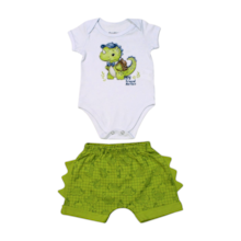 Conjunto Masculino Body Estampa Dino e Bermuda Moletinho 45491 - Rei Rex