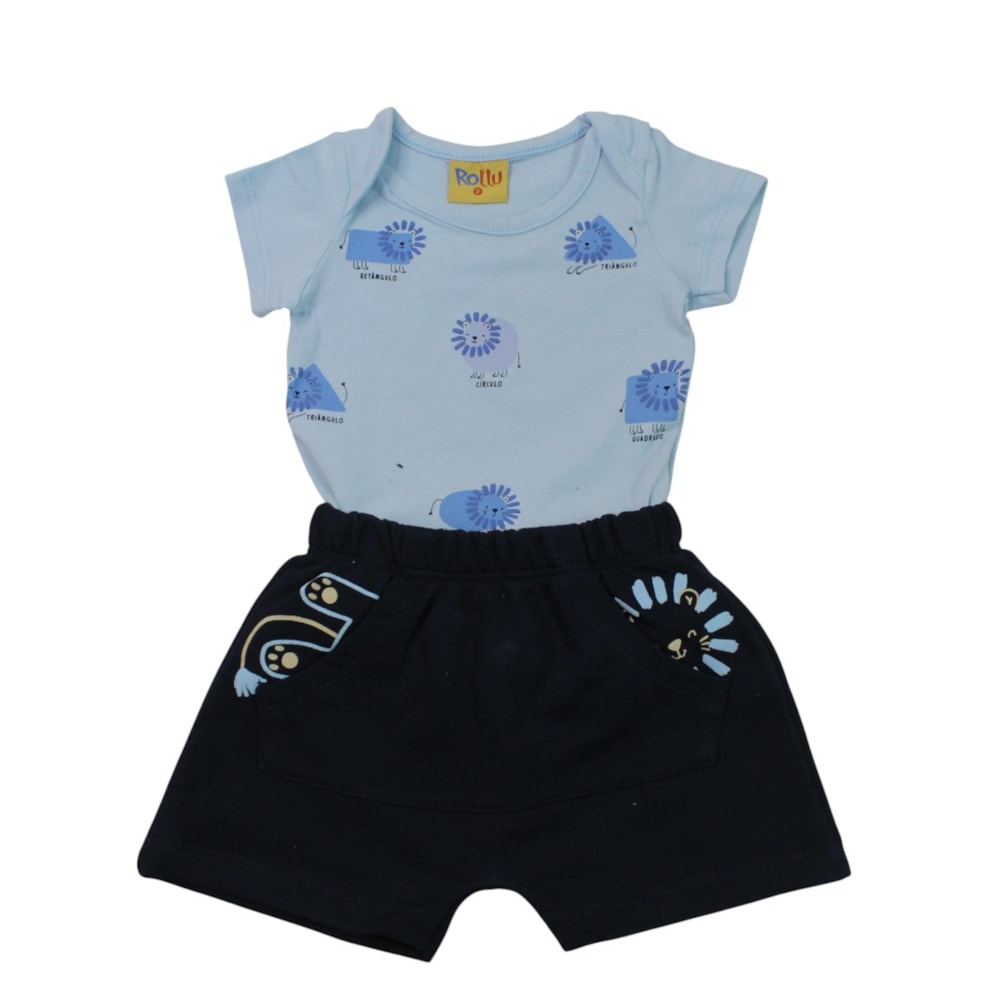 Conjunto Masculino Body Estampa Tigres e Bermuda 27216 - Rollu