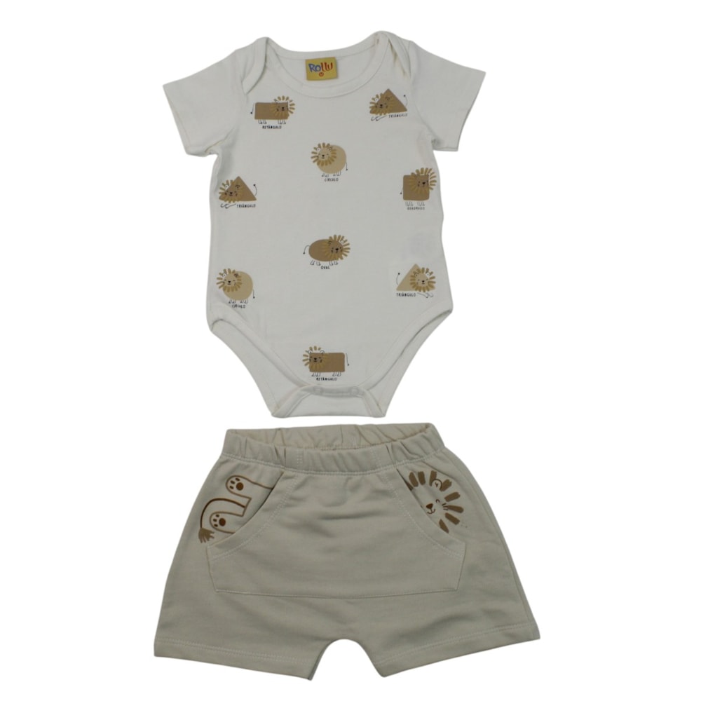 Conjunto Masculino Body Estampa Tigres e Bermuda 27216 - Rollu