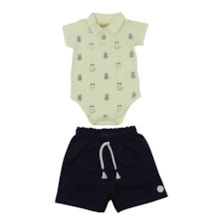 Conjunto Masculino Body Polo Estampado Girafas e Bermuda Moletinho 27219 - Rollu