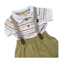 Conjunto Masculino Body Polo Listrado Bermuda Suspensório - 30383 - Glinny