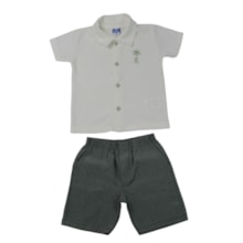 Conjunto Masculino Camisa Bordado Coqueiro e Bermuda Tecido 18880 - Teddy