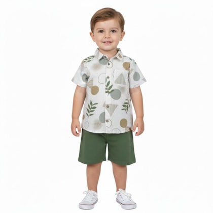 Conjunto Masculino Camisa e Bermuda Moletinho 19845 - Alakazoo