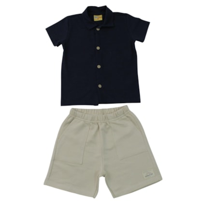 Conjunto Masculino Camisa e Bermuda Moletinho 27261 - Rollu