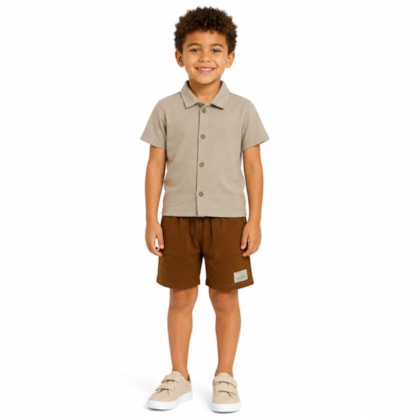 Conjunto Masculino Camisa e Bermuda Moletinho 27261 - Rollu