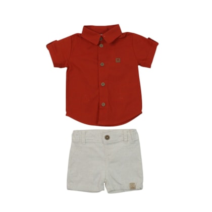 Conjunto Masculino Camisa e Bermuda Tecido 22600077 - Aconchego do Bebê