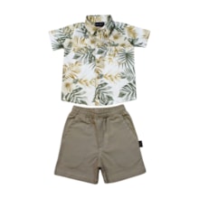 Conjunto Masculino Camisa Estampa Folhas e Bermuda Sarja 405496 - Vrasalon 