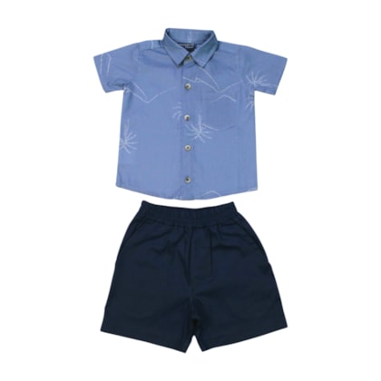 Conjunto Masculino Camisa Estampa Palmeiras e Bermuda Sarja 405485 - Vrasalon  