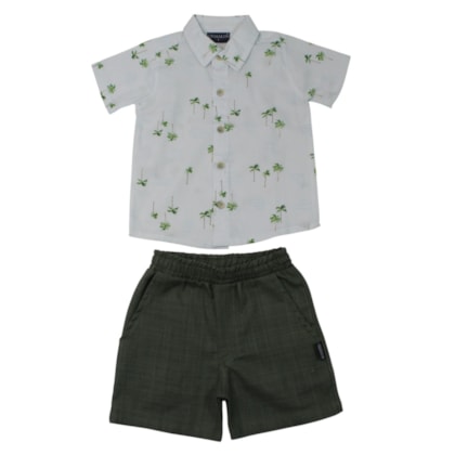 Conjunto Masculino Camisa Estampada Coqueiros e Bermuda 425488 - Vrasalon