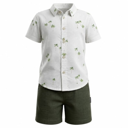Conjunto Masculino Camisa Estampada Coqueiros e Bermuda 425488 - Vrasalon