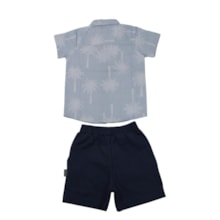 Conjunto Masculino Camisa Estampada Coqueiros e Bermuda Sarja 425492 - Vrasalon