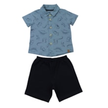 Conjunto Masculino Camisa Estampada Dinossauros e Bermuda Moletinho A0569 - Alakazoo