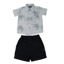 Conjunto Masculino Camisa Estampada Folhas e Bermuda 425491 - Vrasalon