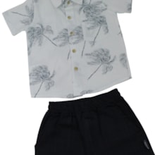 Conjunto Masculino Camisa Estampada Folhas e Bermuda 425491 - Vrasalon