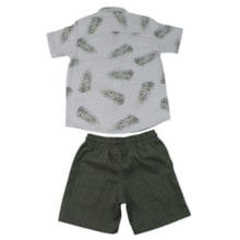 Conjunto Masculino Camisa Estampada Folhas e Bermuda Tecido 425502 - Vrasalon