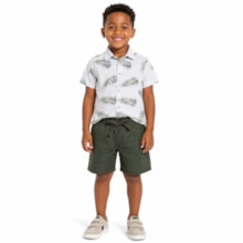 Conjunto Masculino Camisa Estampada Folhas e Bermuda Tecido 425502 - Vrasalon