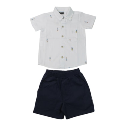Conjunto Masculino Camisa Estampada Ursos e Bermuda Sarja 425487 - Vrasalon