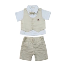 Conjunto Masculino Camisa Tecido, Colete e Bermuda 3 Peças 3664 - Anuska