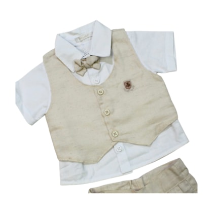 Conjunto Masculino Camisa Tecido, Colete e Bermuda 3 Peças 3664 - Anuska