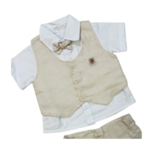 Conjunto Masculino Camisa Tecido, Colete e Bermuda 3 Peças 3664 - Anuska