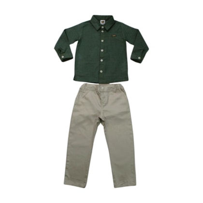 Conjunto Masculino Camisa Tecido e Calça Sarja 22800030 - Aconchego do Bebê