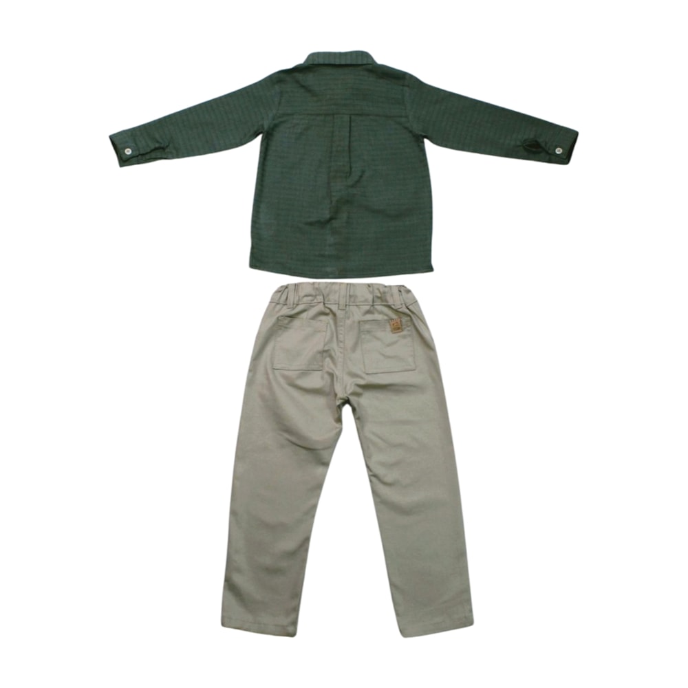 Conjunto Masculino Camisa Tecido e Calça Sarja 22800030 - Aconchego do Bebê