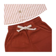 Conjunto Masculino camisa Tecido Listrado e Bermuda Sarja 04666 - Dila