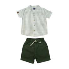 Conjunto Masculino camisa Tecido Listrado e Bermuda Sarja 04666 - Dila